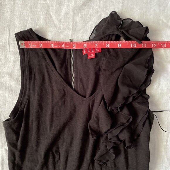 Elle Black & Pink Floral Dress With Ruffle One-Shoulder Detail XS - Picture 10 of 15